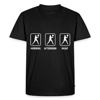 Matin, après-midi, soir et tennis - (3) - T-shirt Premium bio Homme - noir - Devant - Nico (187cm)