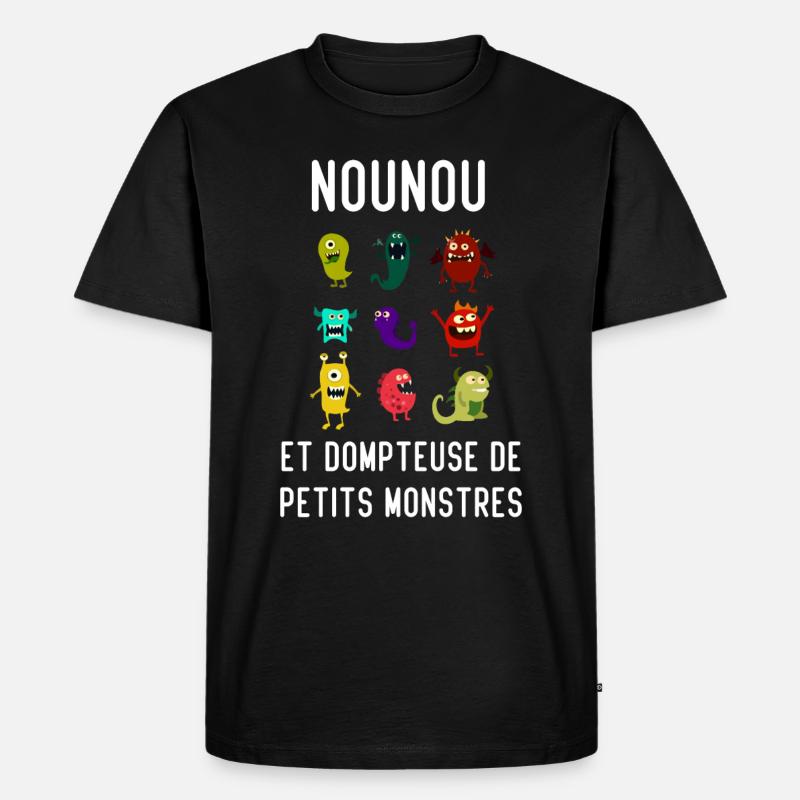 Nounou et dompteuse de petits monstres - T-shirt Premium bio Homme - noir