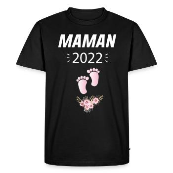 Annonce Grossesse Papa Cadeau Future Maman 2022 - T-shirt Premium bio Homme - noir - Devant - Nico (187cm)