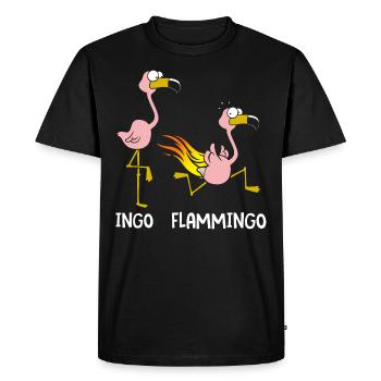 Ingo Flammingo - Männer Premium Bio T-Shirt - Schwarz - Vorne - Nico (187cm)