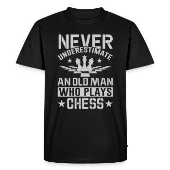 Un Vieil Homme Qui Joue Aux Échecs - T-shirt Premium bio Homme - noir - Devant - Nico (187cm)