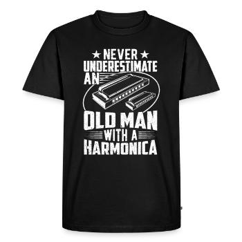 Vieil Homme Avec Un Harmonica - T-shirt Premium bio Homme - noir - Devant - Nico (187cm)