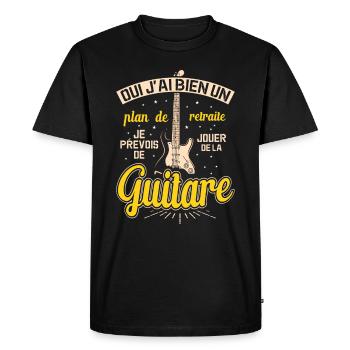 Mon Plan De Retraite C'est Jouer De Guitare - T-shirt Premium bio Homme - noir - Devant - Nico (187cm)
