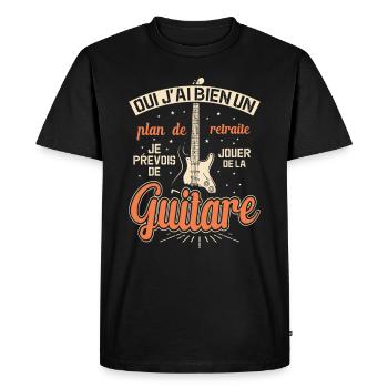Mon Plan De Retraite C'est Jouer De Guitare - T-shirt Premium bio Homme - noir - Devant - Nico (187cm)