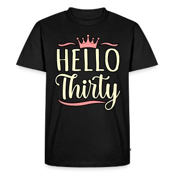 Hello Thirty Birthday Gift - Men's Premium Organic T-Shirt - black - Front - Nico (187cm)
