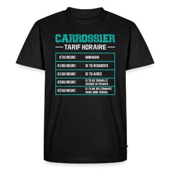 Le Tarif Horaire D'un Carrossier - T-shirt Premium bio Homme - noir - Devant - Nico (187cm)