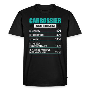 Le Tarif Horaire D'un Carrossier - T-shirt Premium bio Homme - noir - Devant - Nico (187cm)