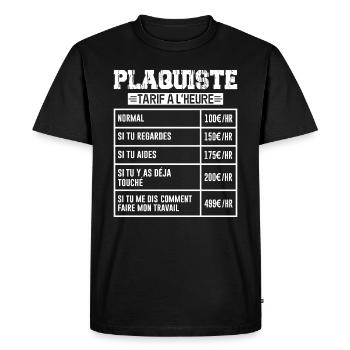 Le Tarif Horaire D'un Plaquiste - T-shirt Premium bio Homme - noir - Devant - Nico (187cm)