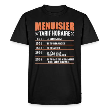 Le Tarif Horaire D'un Menuisier - T-shirt Premium bio Homme - noir - Devant - Nico (187cm)