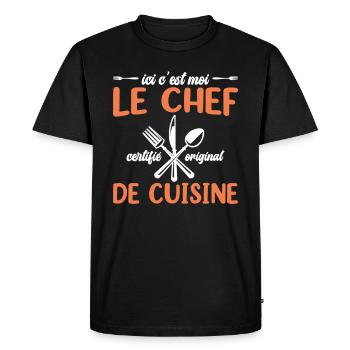 Ici C'est Moi Le Chef Cuisine Restaurant Cuisinier - T-shirt Premium bio Homme - noir - Devant - Nico (187cm)