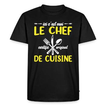 Ici C'est Moi Le Chef Cuisine Restaurant Cuisinier - T-shirt Premium bio Homme - noir - Devant - Nico (187cm)