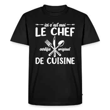 Ici C'est Moi Le Chef Cuisine Restaurant Cuisinier - T-shirt Premium bio Homme - noir - Devant - Nico (187cm)