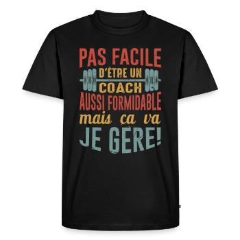 Sport Coach Idée Cadeau Anniversaire Motivation - T-shirt Premium bio Homme - noir - Devant - Nico (187cm)