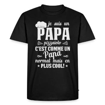 Pizza Cuisinier Restaurant Papa Italie Pizzeria - T-shirt Premium bio Homme - noir - Devant - Nico (187cm)