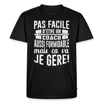 Sport Coach Idée Cadeau Anniversaire Motivation - T-shirt Premium bio Homme - noir - Devant - Nico (187cm)