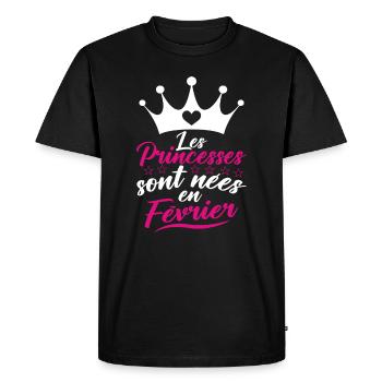 Les Princesses Sont Nées En Février - T-shirt Premium bio Homme - noir - Devant - Nico (187cm)