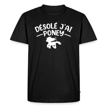 Cheval Poney Équitation Anniversaire Licorne Pony - T-shirt Premium bio Homme - noir - Devant - Nico (187cm)