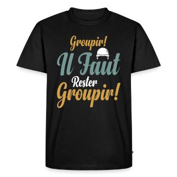 Groupir If Faut Rester Groupir - T-shirt Premium bio Homme - noir - Devant - Nico (187cm)