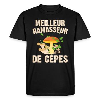 Meilleur Ramasseur De Cèpes Champignon Cadeau Cèpe - T-shirt Premium bio Homme - noir - Devant - Nico (187cm)