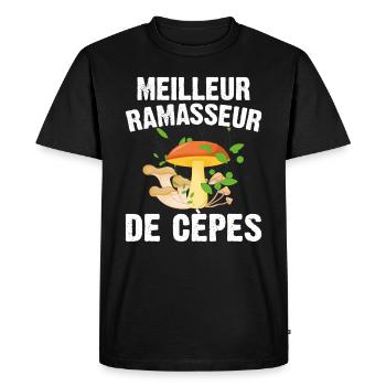 Meilleur Ramasseur De Cèpes Champignon Cadeau Cèpe - T-shirt Premium bio Homme - noir - Devant - Nico (187cm)
