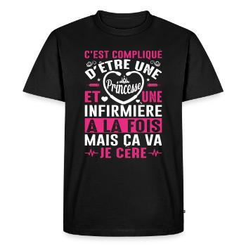 Infirmière Princesse Cadeau Anniversaire Médecine - T-shirt Premium bio Homme - noir - Devant - Nico (187cm)