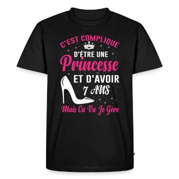 Je Suis Une Princesse Et J'ai 7 Ans Cadeau Humour - T-shirt Premium bio Homme - noir - Devant - Nico (187cm)