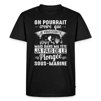 Dans Ma Tête Je Fais De La Plongée Piscine Sport - T-shirt Premium bio Homme - noir - Devant - Nico (187cm)