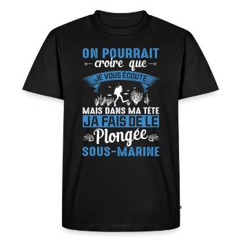 Dans Ma Tête Je Fais De La Plongée Piscine Sport - T-shirt Premium bio Homme - noir - Devant - Nico (187cm)