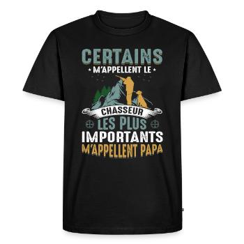 Papa Chasseur Chasser Cadeau Fête Des Pères Cool - T-shirt Premium bio Homme - noir - Devant - Nico (187cm)