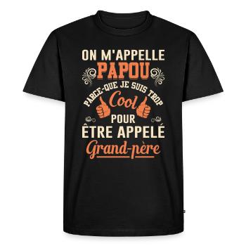 On M'appelle Papou Fête Des Pères Anniversaire Dad - T-shirt Premium bio Homme - noir - Devant - Nico (187cm)