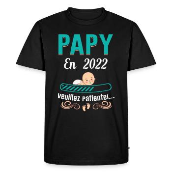 Papy En 2022 Cadeau Naissance Grossesse Humour - T-shirt Premium bio Homme - noir - Devant - Nico (187cm)