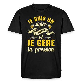 Super Beau-père Papa Idée Cadeau Fête Des Pères - T-shirt Premium bio Homme - noir - Devant - Nico (187cm)