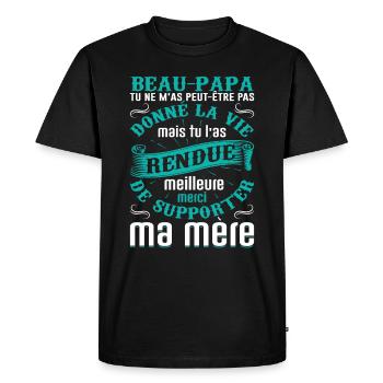 Beau-père Beau Papa Beaupère Beau-papa Amour Bonus - T-shirt Premium bio Homme - noir - Devant - Nico (187cm)