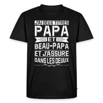 Papa Et Beau-papa Fête Des Pères Anniversaire Cool - T-shirt Premium bio Homme - noir - Devant - Nico (187cm)