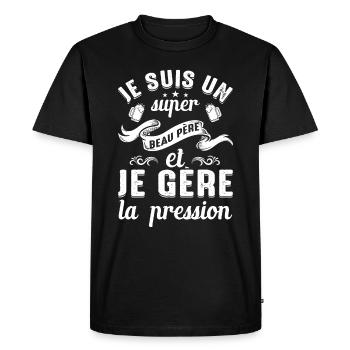 Super Beau-père Papa Idée Cadeau Fête Des Pères - T-shirt Premium bio Homme - noir - Devant - Nico (187cm)