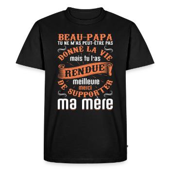 Beau-père Beau Papa Beaupère Beau-papa Amour Bonus - T-shirt Premium bio Homme - noir - Devant - Nico (187cm)