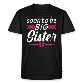 Bientôt Grande Sœur Enceinte Maman Grossesse - T-shirt Premium bio Homme - noir - Devant - Nico (187cm)