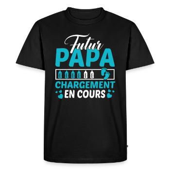 Futur Papa Idée Cadeau Grossesse Naissance Humour - T-shirt Premium bio Homme - noir - Devant - Nico (187cm)