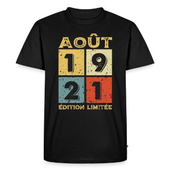 Août 1921 Original Idée Cadeau Anniversaire - T-shirt Premium bio Homme - noir - Devant - Nico (187cm)