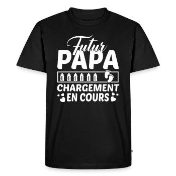 Futur Papa Idée Cadeau Grossesse Naissance Humour - T-shirt Premium bio Homme - noir - Devant - Nico (187cm)