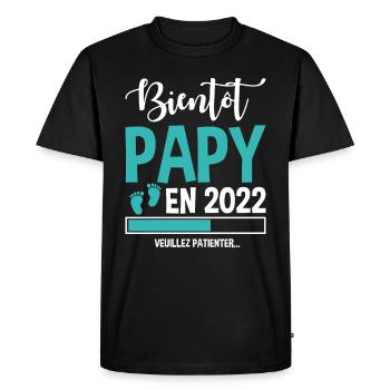 Bientôt Papy En 2022 Idée Cadeau Annonce Grossesse - T-shirt Premium bio Homme - noir - Devant - Nico (187cm)