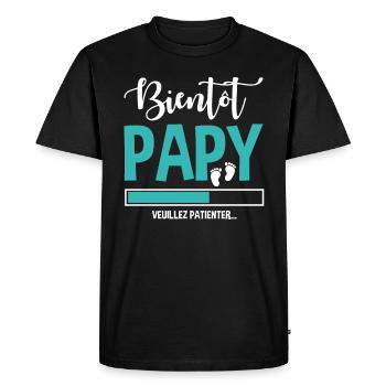 Bientôt Papy Idée Cadeau Citation Grossesse Papi - T-shirt Premium bio Homme - noir - Devant - Nico (187cm)