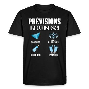 Prévisions Pour 2024 Maman Enceinte Idée Cadeau - T-shirt Premium bio Homme - noir - Devant - Nico (187cm)