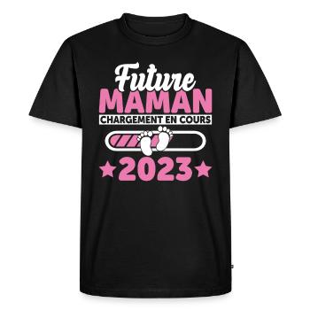 Future Maman 2023 Enceinte Idée Cadeau Amour Coeur - T-shirt Premium bio Homme - noir - Devant - Nico (187cm)