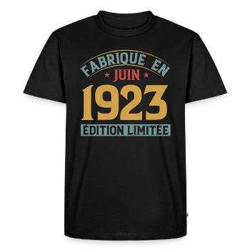 Fabriqué En Juin 1923 Anniversaire Cadeau Vintage - T-shirt Premium bio Homme - noir - Devant - Nico (187cm)