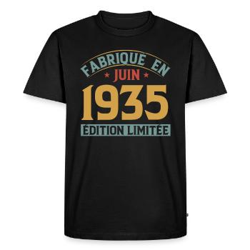 Fabriqué En Juin 1935 Anniversaire Cadeau Vintage - T-shirt Premium bio Homme - noir - Devant - Nico (187cm)