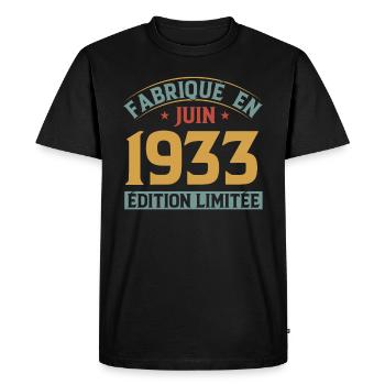 Fabriqué En Juin 1933 Anniversaire Cadeau Vintage - T-shirt Premium bio Homme - noir - Devant - Nico (187cm)