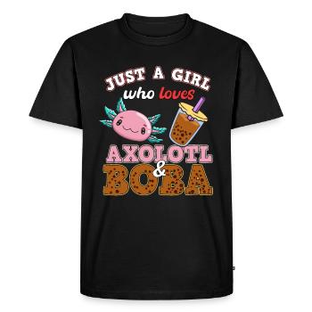 La fille aime Axolotl Boba Cadeau - T-shirt Premium bio Homme - noir - Devant - Nico (187cm)