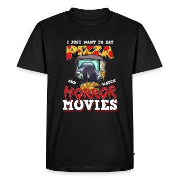 Manger Pizza Horror Films Cadeau - T-shirt Premium bio Homme - noir - Devant - Nico (187cm)