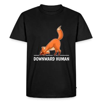 Renard de yoga - T-shirt Premium bio Homme - noir - Devant - Nico (187cm)